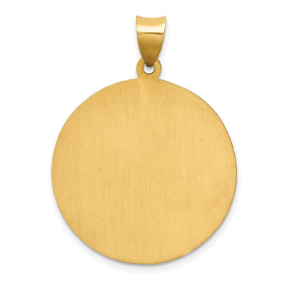 14K Polished and Satin St Jude Thaddeus Medal Hollow Pendant, 34 x 25.5mm