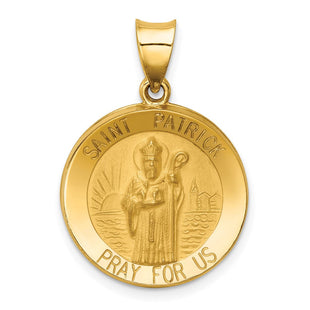 14k Polished and Satin St Patrick Medal Hollow Pendant (Style XR1373)