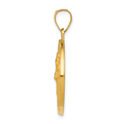 14K Polished and Satin St Patrick Medal Hollow Pendant, 25 x 23mm