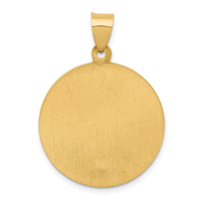 14K Polished and Satin St Patrick Medal Hollow Pendant, 25 x 23mm