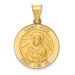 14k Polished and Satin St Paul Medal Hollow Pendant (Style XR1377)