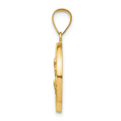 14K Polished and Satin St Peregrine Medal Hollow Pendant, 21 x 19mm