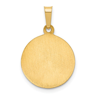 14K Polished and Satin St Peregrine Medal Hollow Pendant, 18 x 15mm