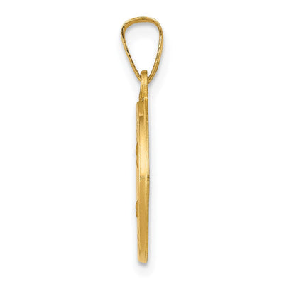 14K Polished and Satin St Theresa Medal Hollow Pendant, 18 x 15mm