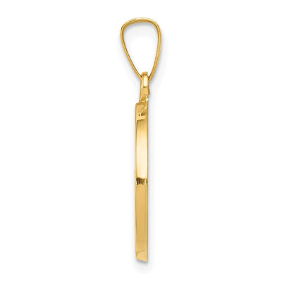 14K Polished and Satin Confirmation Medal Hollow Pendant, 18 x 15mm