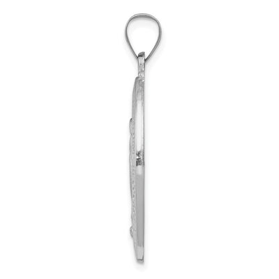 14K White Gold Polished/Satin Miraculous Medal Hollow Pendant, 34.5 x 18mm