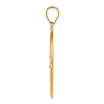 14K Polished and Satin St. Christopher Medal Hollow Pendant, 36 x 18.5mm