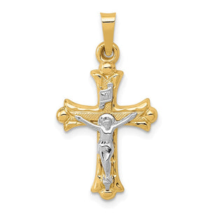 14k Two-Tone Polished INRI Crucifix Cross Pendant (Style XR1490)