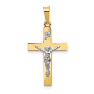 14K w/Rhodium Polished Inri Crucifix Pendant (Style XR1497)