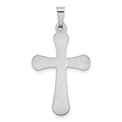 14K White Gold Polished Rounded Cross Pendant, 31.23 x 16.61mm