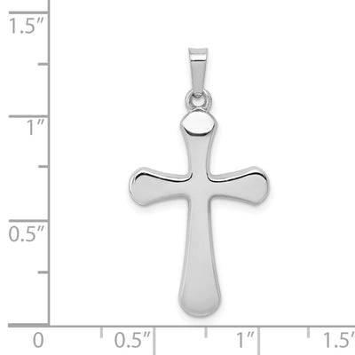14K White Gold Polished Rounded Cross Pendant, 31.23 x 16.61mm