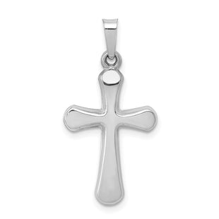 14k White Gold Polished Rounded Cross Pendant (Style XR1557)