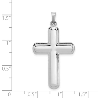 14K White Gold Polished Latin Cross Pendant, 38.46 x 21.65mm