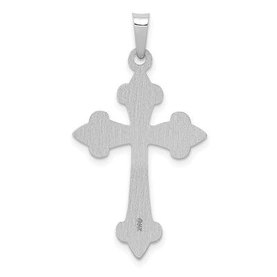 14K White Gold Polished Fleur de Lis Cross Pendant