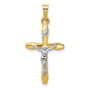 14k Two-tone Polished INRI Crucifix Pendant (Style XR1627)