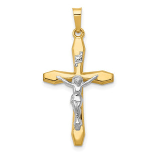 14k Two-tone Polished INRI Crucifix Pendant (Style XR1637)