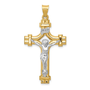 14k Two-tone Polished INRI Crucifix Pendant (Style XR1641)