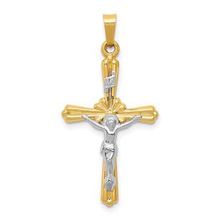 14k Two-tone Polished INRI Crucifix Pendant (Style XR1648)