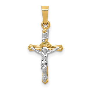 14k Two-tone Polished INRI Crucifix Pendant (Style XR1654)