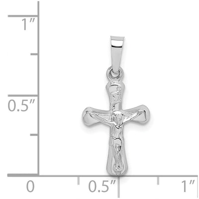 14K White Gold Polished Inri Rounded Crucifix Pendant, 23 x 11mm