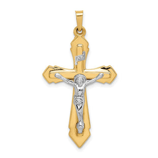 14k Two-tone Polished INRI Crucifix Pendant (Style XR1658)