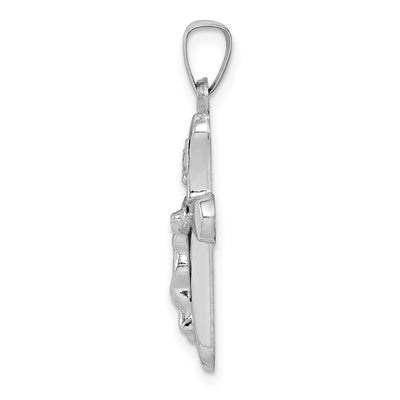 14K White Gold Polished Inri Rounded Crucifix Pendant, 26.25 x 14mm
