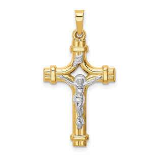 14k Two-tone Polished INRI Crucifix Pendant (Style XR1664)