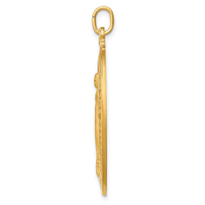 14K Solid Polished/Satin Large Oval Miraculous Medal, 41 x 24mm