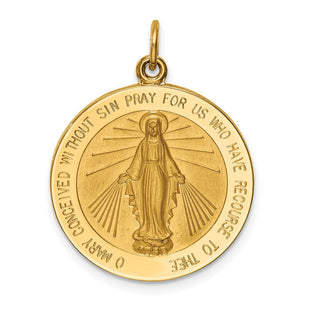 14k Solid Polished/Satin Large Round Miraculous Medal (Style XR1774)