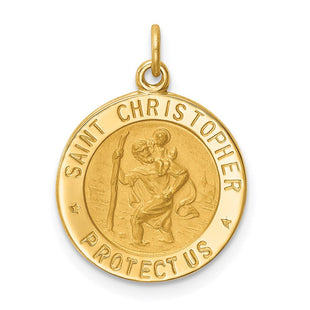 14k Solid Polished/Satin Small Round St. Christopher Medal (Style XR1790)
