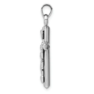 14K White Gold Hollow Crucifix Pendant, 30 x 15mm