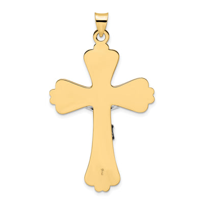 14K Two-tone Polished Solid Fancy Inri Crucifix Pendant, 46.2 x 31.32mm
