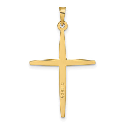 14K Two-tone Polished Solid Diamond Shape Center Cross Pendant, 34 x 21.2mm