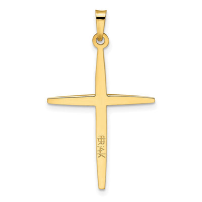 14K Two-tone Polished Solid Double Cross Pendant, 34 x 21.1mm