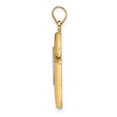 14K Two-tone Polished Solid Double Cross Pendant, 27 x 14.5mm