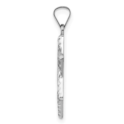 14K White Gold Polished and Textured Solid Star of David Pendant