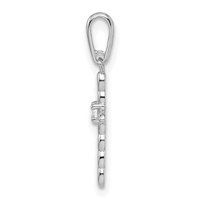 14K White Gold CZ Cross Pendant, 20 x 9.45mm