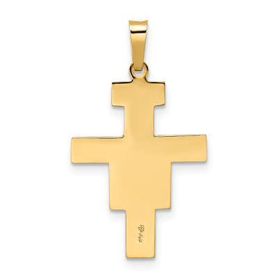 14K Two-tone Solid Crucifix Pendant, 28 x 16mm