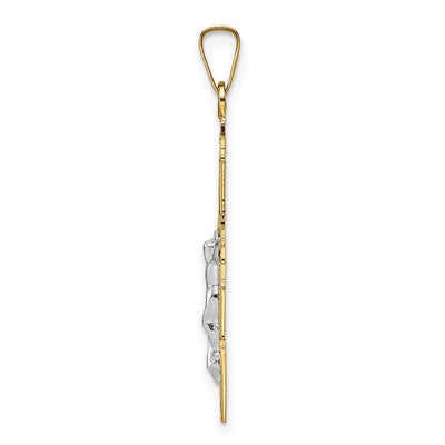 14K Two-tone Solid Crucifix Pendant, 33.75 x 19.77mm
