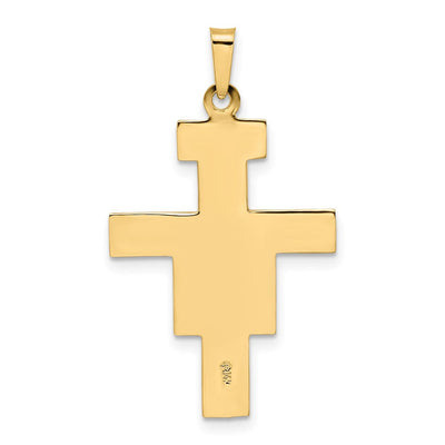 14K Two-tone Solid Crucifix Pendant, 33.75 x 19.77mm
