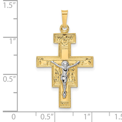 14K Two-tone Solid Crucifix Pendant, 33.75 x 19.77mm