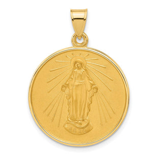 14k Polished and Satin Solid Miraculous Mary Plain Back Medal (Style XR2110)