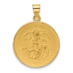 14k Polished and Satin Solid St. Michael Medal (Style XR2149)