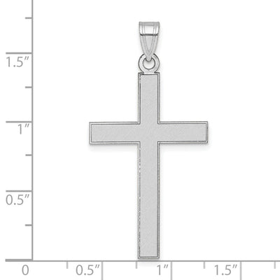 14K White Gold Florentine Satin Cross Pendant, 42.6 x 21.8mm
