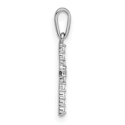 14K White Gold Polished CZ Latin Cross Pendant, 18.3 x 9.2mm