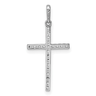 14K White Gold Polished CZ Latin Cross Pendant, 25.4 x 12.6mm