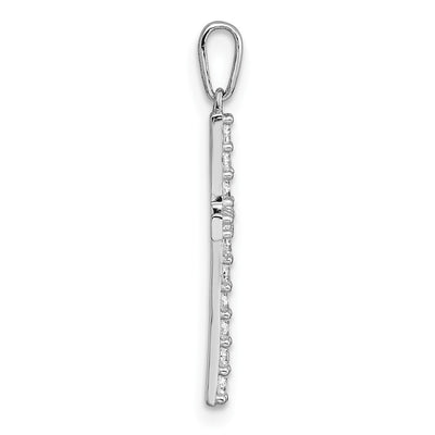 14K White Gold Polished CZ Latin Cross Pendant, 25 x 13.8mm