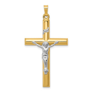 14k Two-tone INRI Hollow Crucifix Pendant (Style XR299)