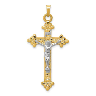 14k Two-tone INRI Hollow Crucifix Pendant (Style XR306)