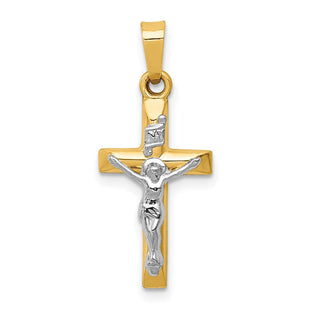 14k Two-tone INRI Hollow Crucifix Pendant (Style XR308)